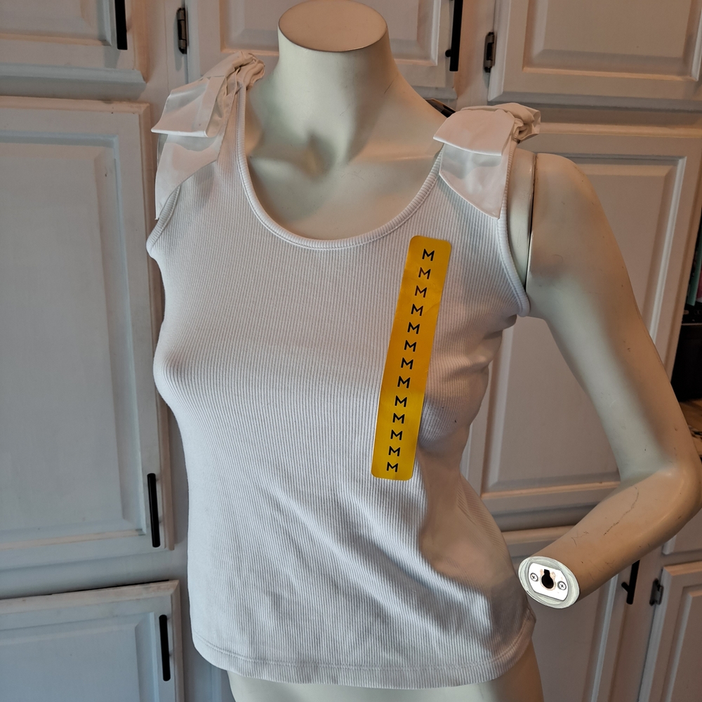 French Connection White Tank Top with Bow Details